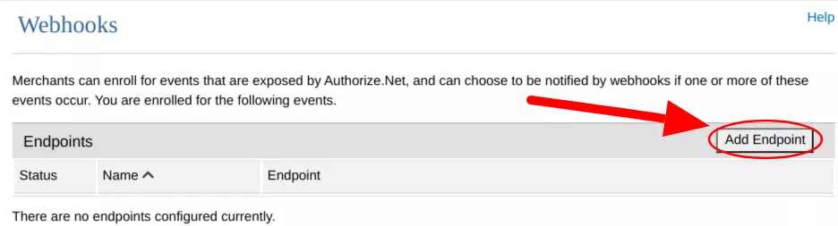 Authorize.net Add Endpoint