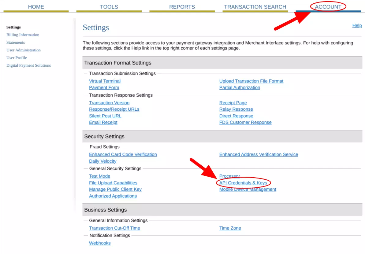 Authorize.net API Credentials & Keys