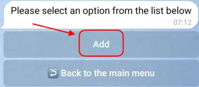 Add a new custom command in TGmembership by typing /custom_commands and selecting the 'Add' option