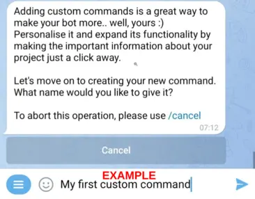 Naming your custom command in TGmembership