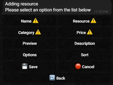 Screenshot of TGmembership eGoods resource customization menu.