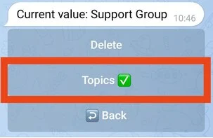 Enable the "Topics" option to utilize this feature in your support group.