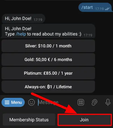 TGmembership Join Button