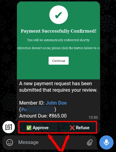 Admin Receives Payment Approval Notification