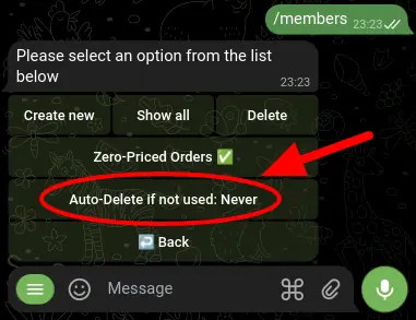 Auto-Delete if not used button for access tokens