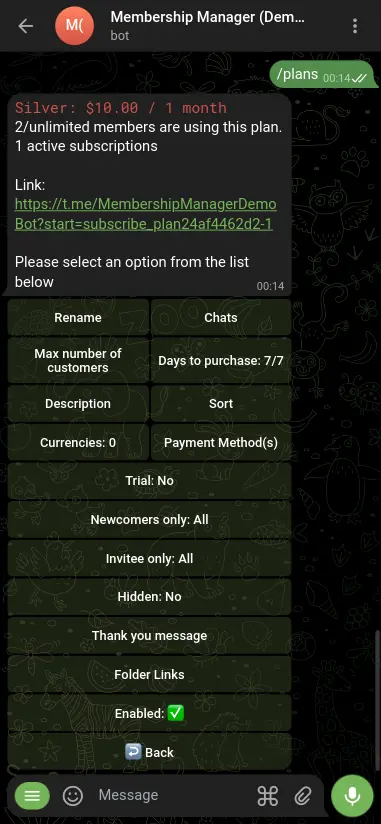 TGmembership Recurring Membership Plan Settings