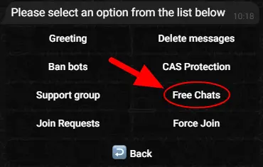 TGmembership Free Chats Settings