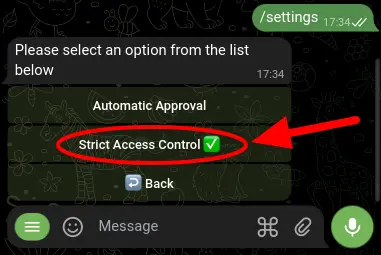 TGmembership Strict Access Control Toggle Button