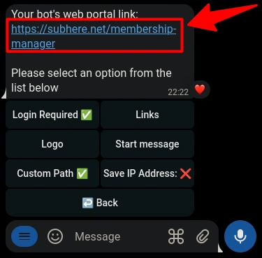 Updated custom path link in BotSubscription settings